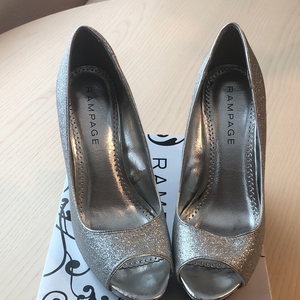 Rampage Glittering Silver Heels